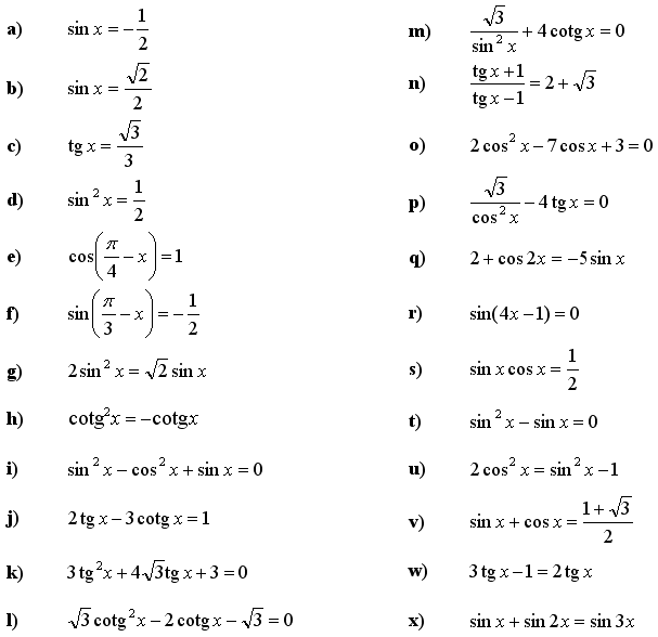 Goniometrické rovnice a nerovnice - Příklad 1 - Zadání